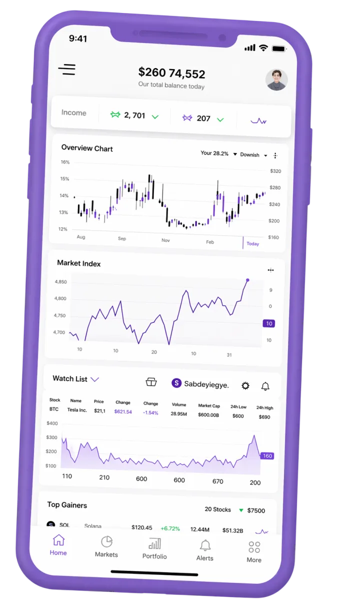Portfolio tracking mobile interface